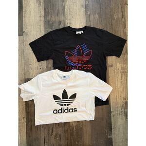 Adidas Originals T Shirt Lot Mens Small Trefoil Logo Black White Graphic Bundle
